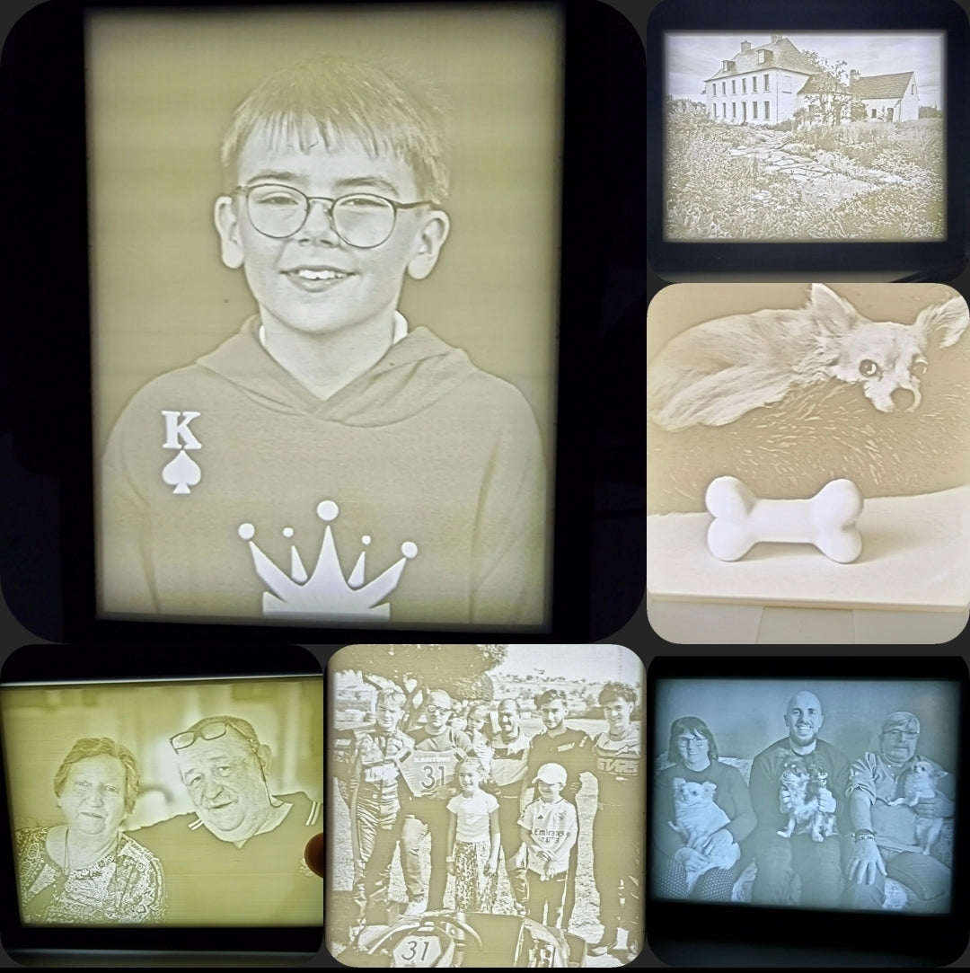 Cadre photo lithophanie 3D avec LED Branchement USB-C